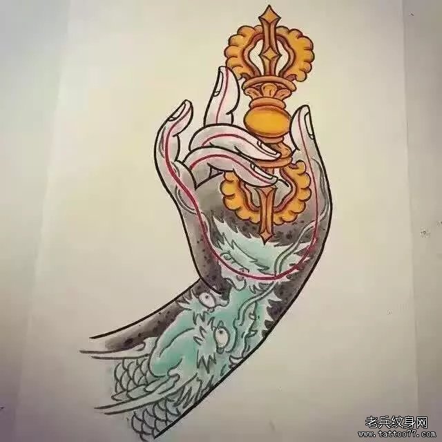 佛手龙传统纹身图案手稿