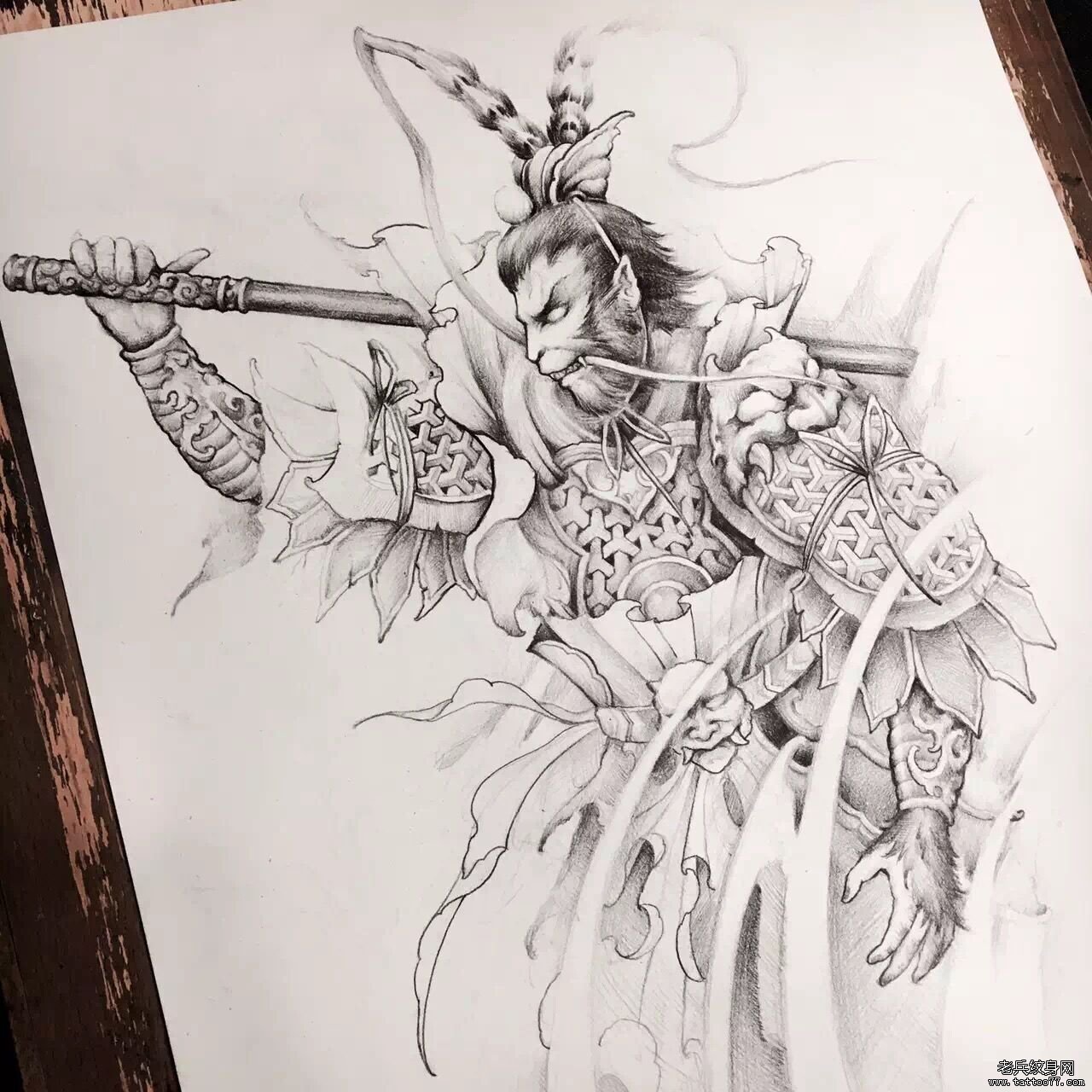 斗战胜佛黑灰传统纹身图案手稿