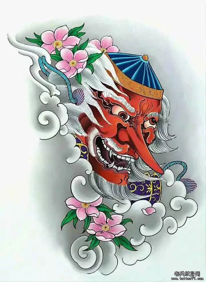 传统天狗纹身图案手稿