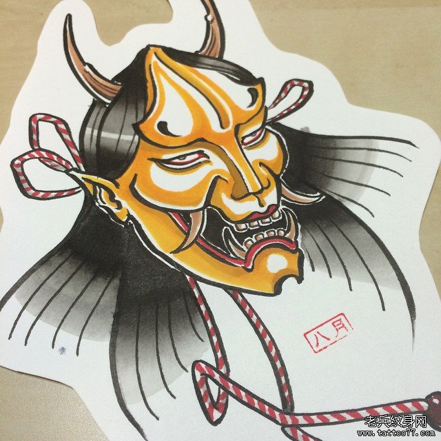 彩色传统纹身图案般若手稿