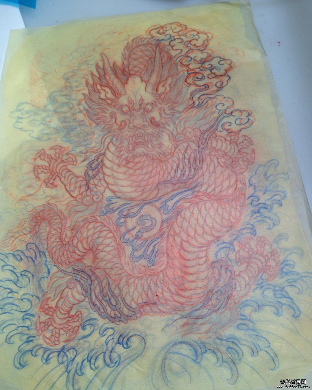 龙传统龙纹身图案线稿