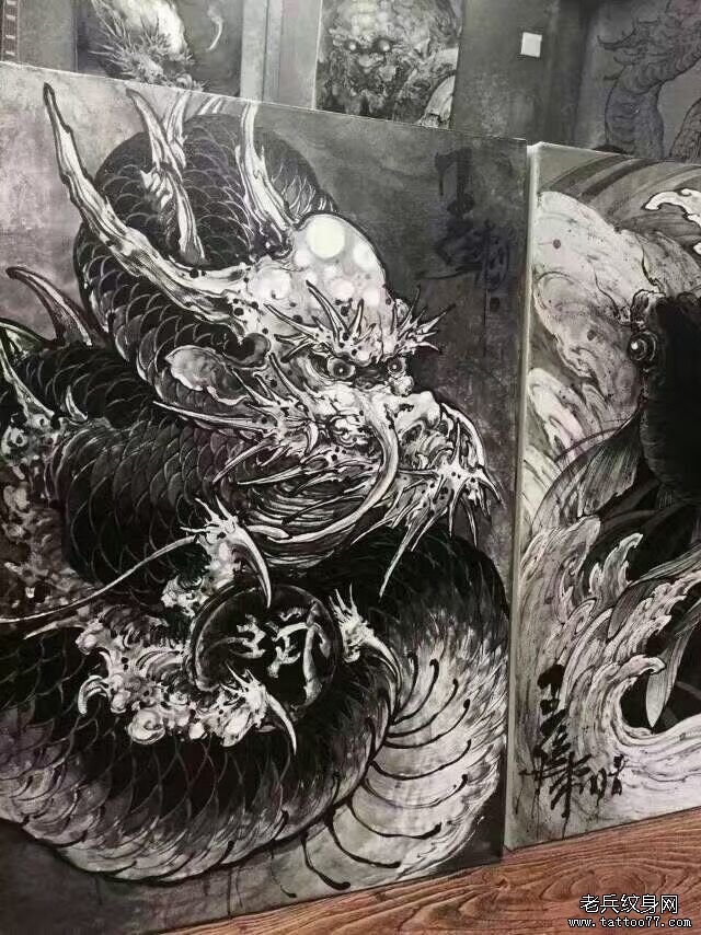 龙纹身图案手稿欣赏