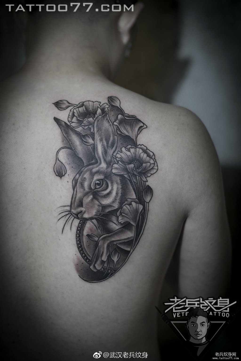武汉纹身肩膀兔子纹身图案作品