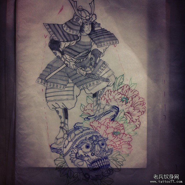 传统武士嘎巴拉纹身图案手稿