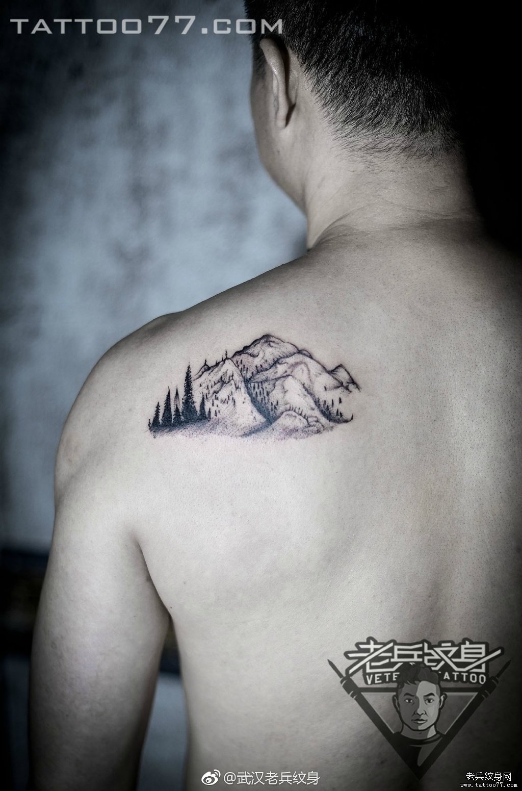 背部风景纹身图案作品