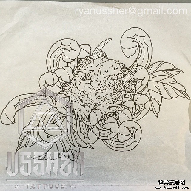 菊花山鬼纹身图案传统线稿