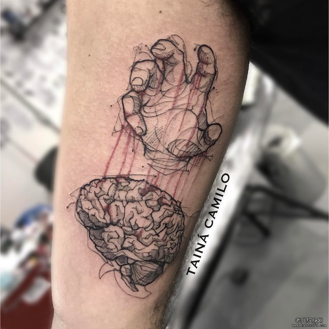 手臂大脑纹身图案