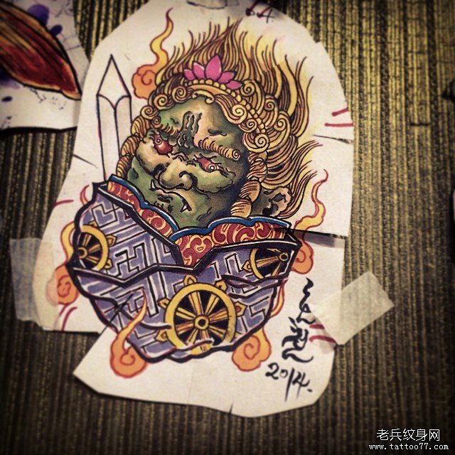 传统不动明王纹身图案