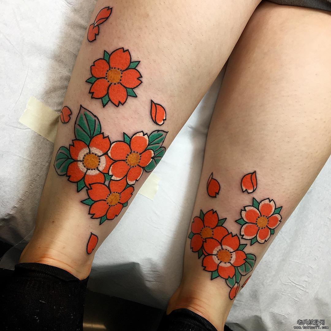日式传统樱花纹身图案