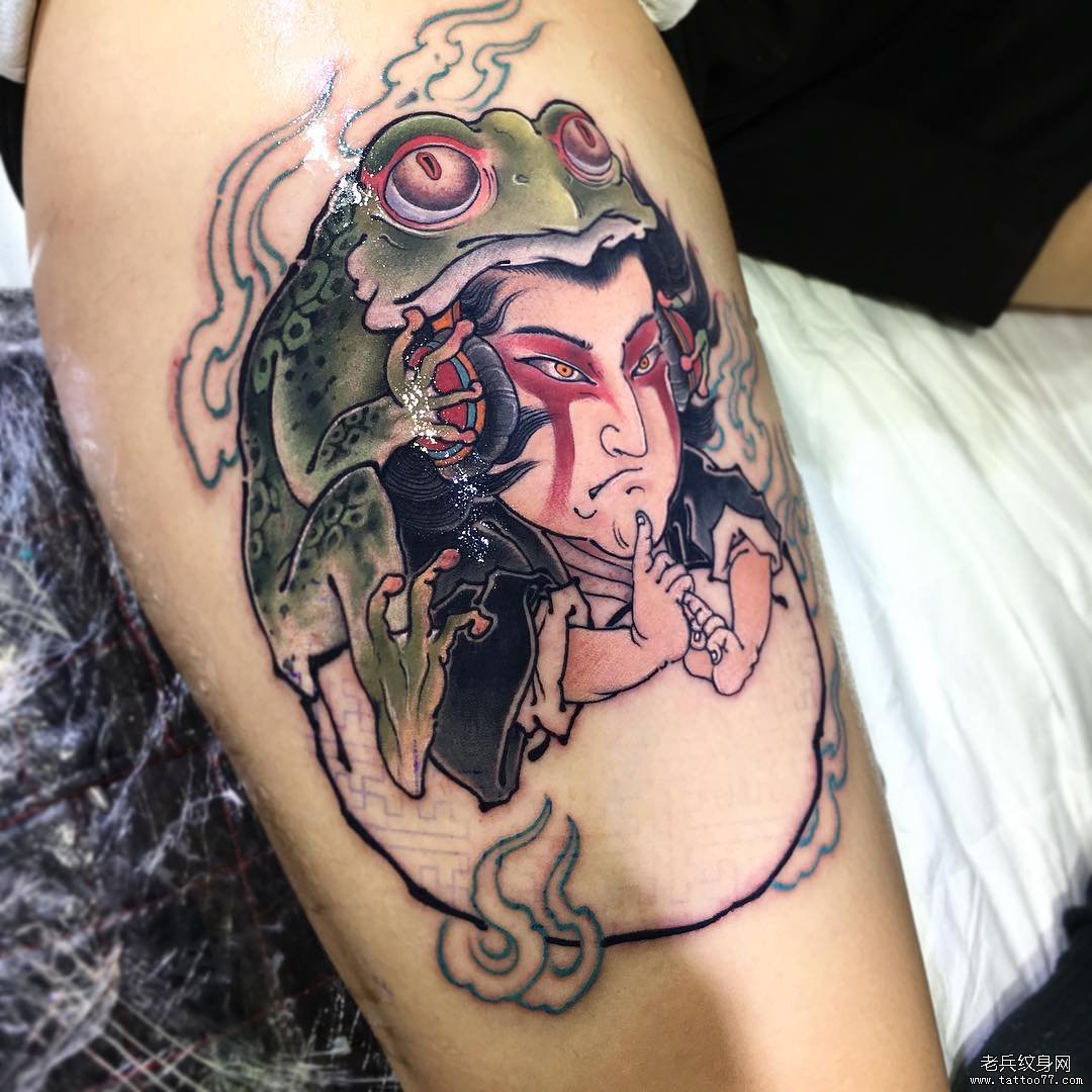 日式传统青蛙女朗纹身图案