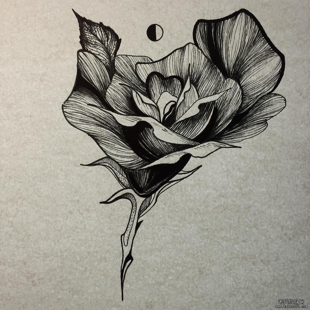 点刺线条花藤纹身图案