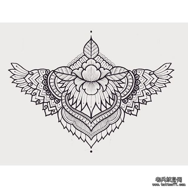 小清新蕾丝莲花纹身图片