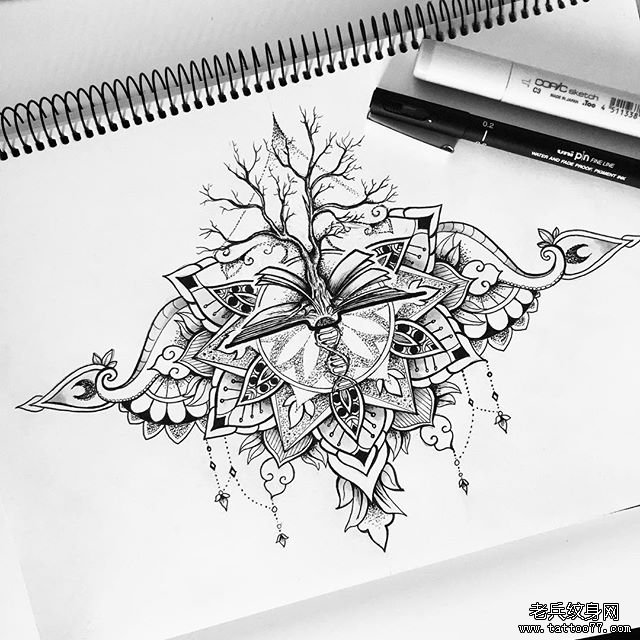 小清新蕾丝点刺纹身图片