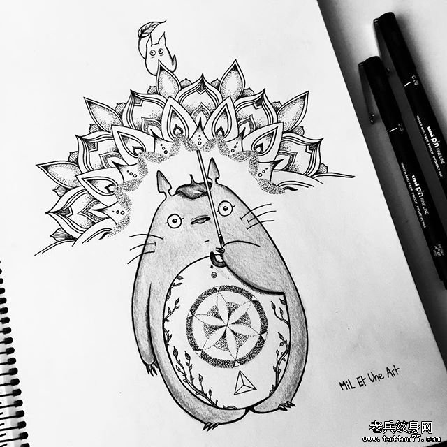 小清新蕾丝动漫点刺纹身图片