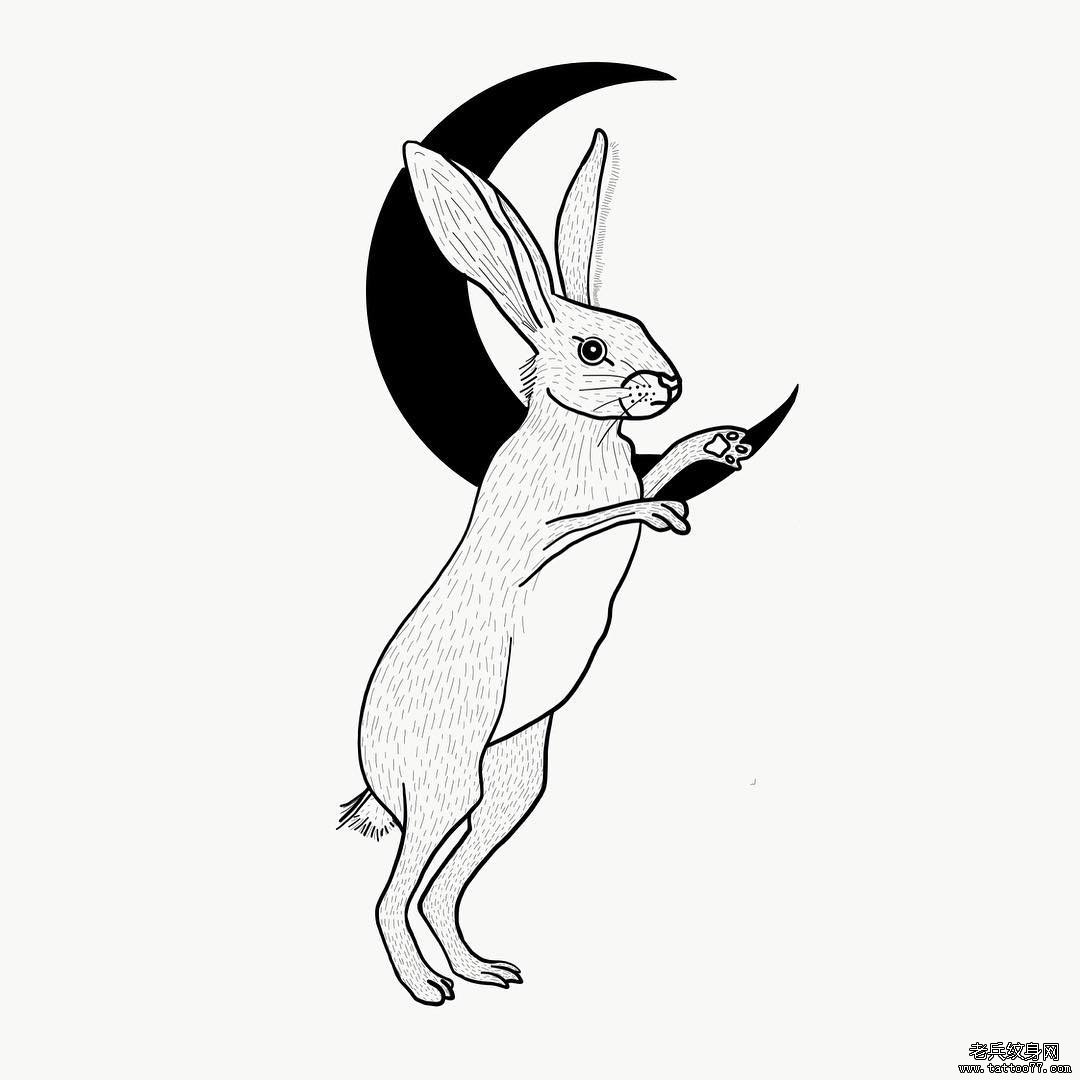 线条兔子纹身图案