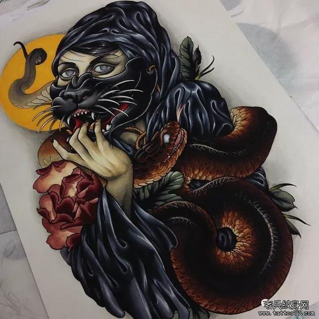 欧美女郎纹身图案