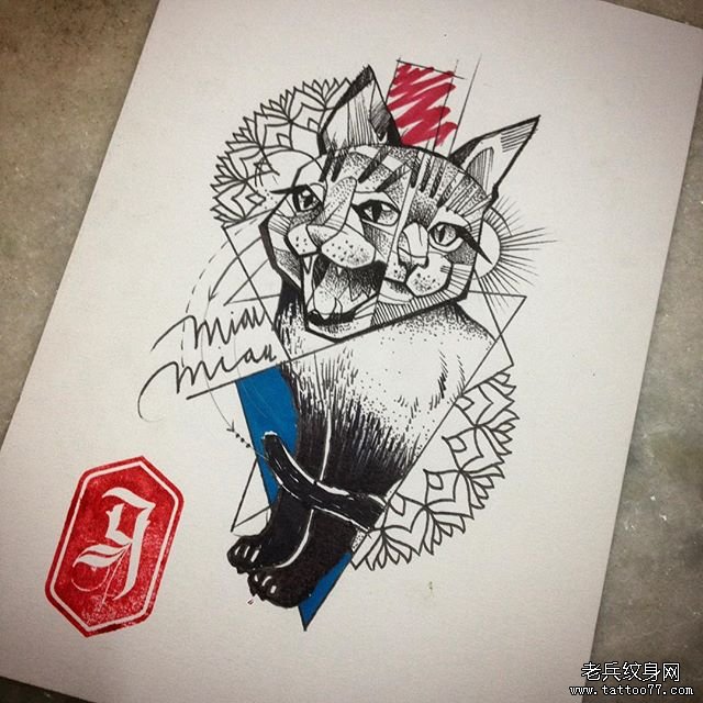 小清新猫咪欧美纹身图片