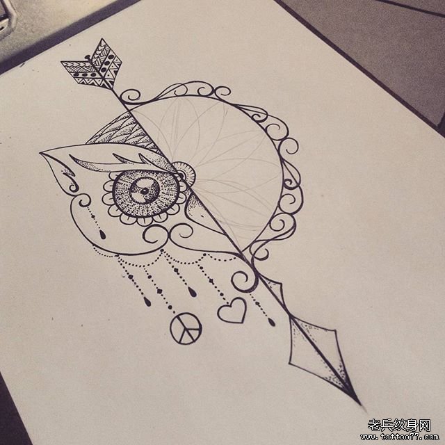 小清新·猫头鹰蕾丝纹身图片