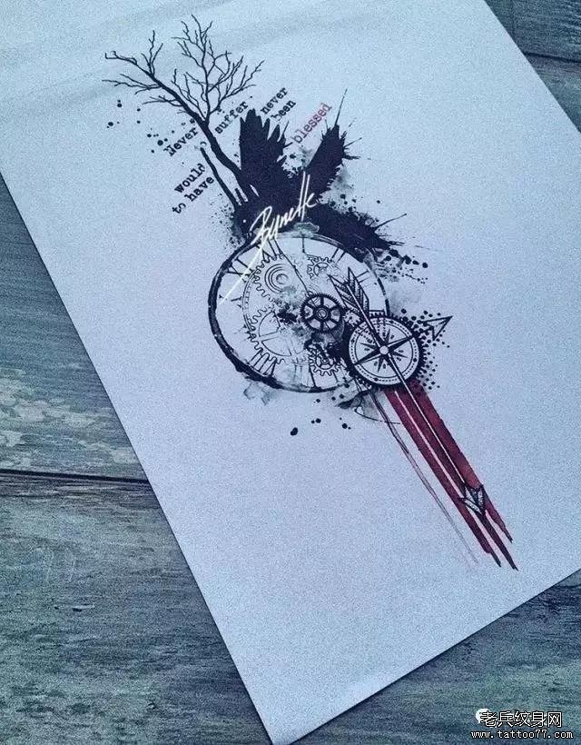 手臂齿轮纹身图案