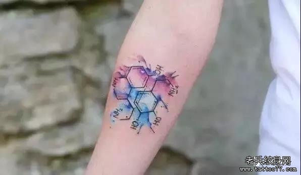 手臂水彩纹身图案