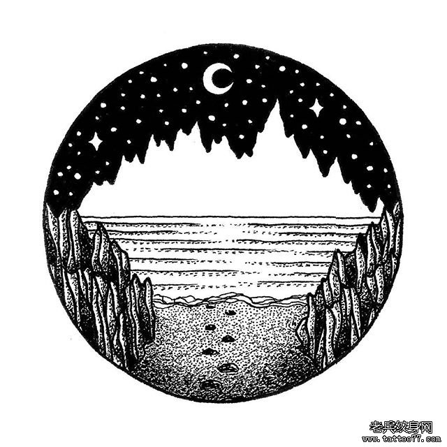 小清新风景星空 纹身图片