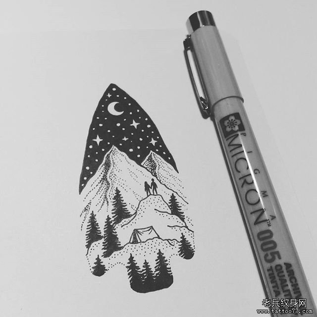 小清新风景星空 纹身图片