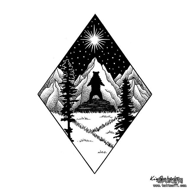 小清新风景星空 纹身图片