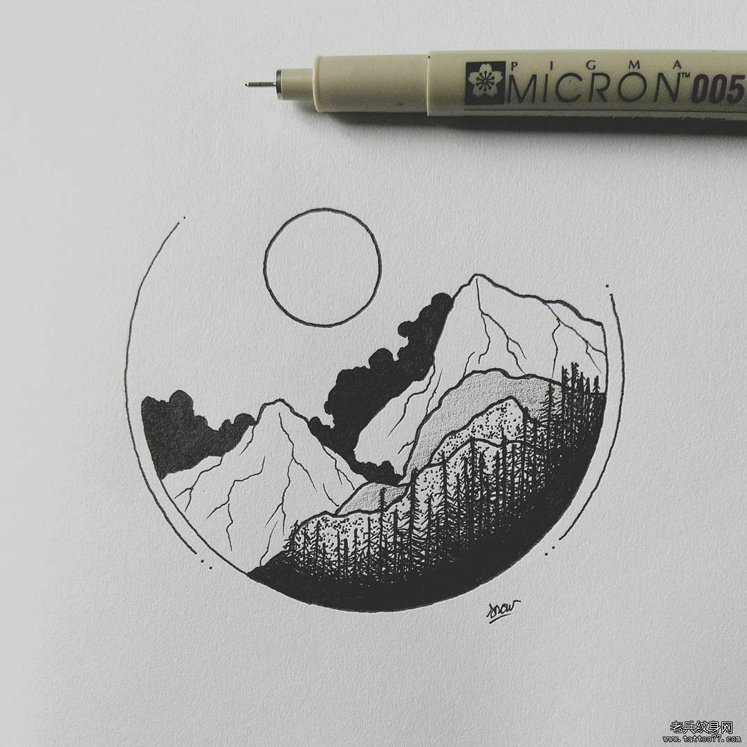 小清新几何风景·纹身图片