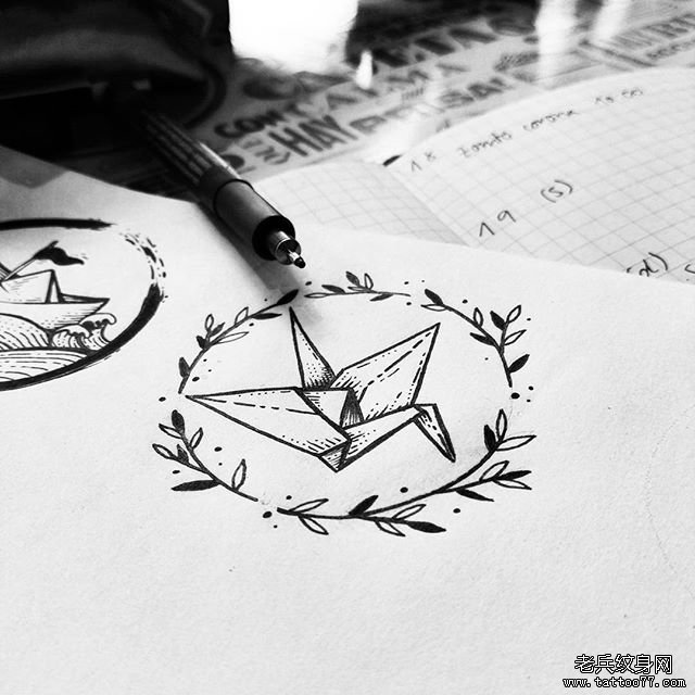 小清新纸船纹身图片