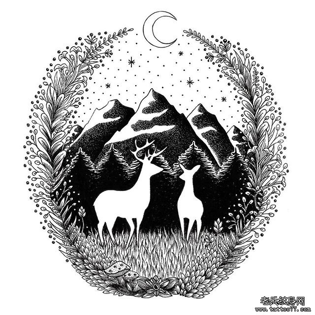小清新风景动物纹身图片