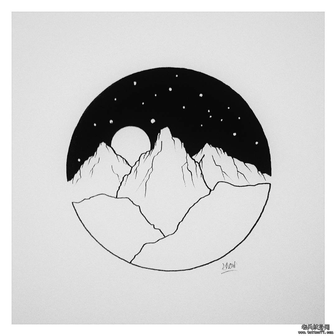 小清新风景几何 纹身图片