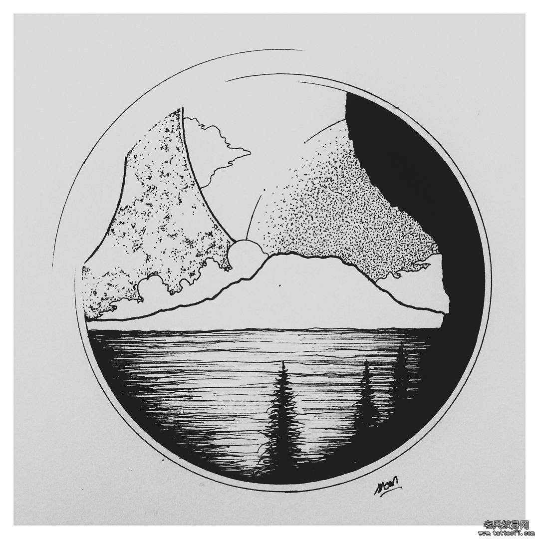 小清新风景几何纹身图片