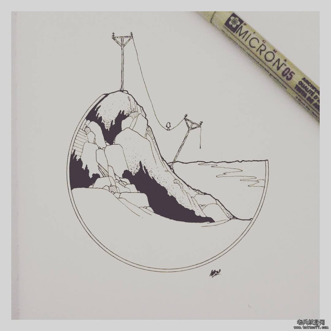 小清新风景几何 纹身图片