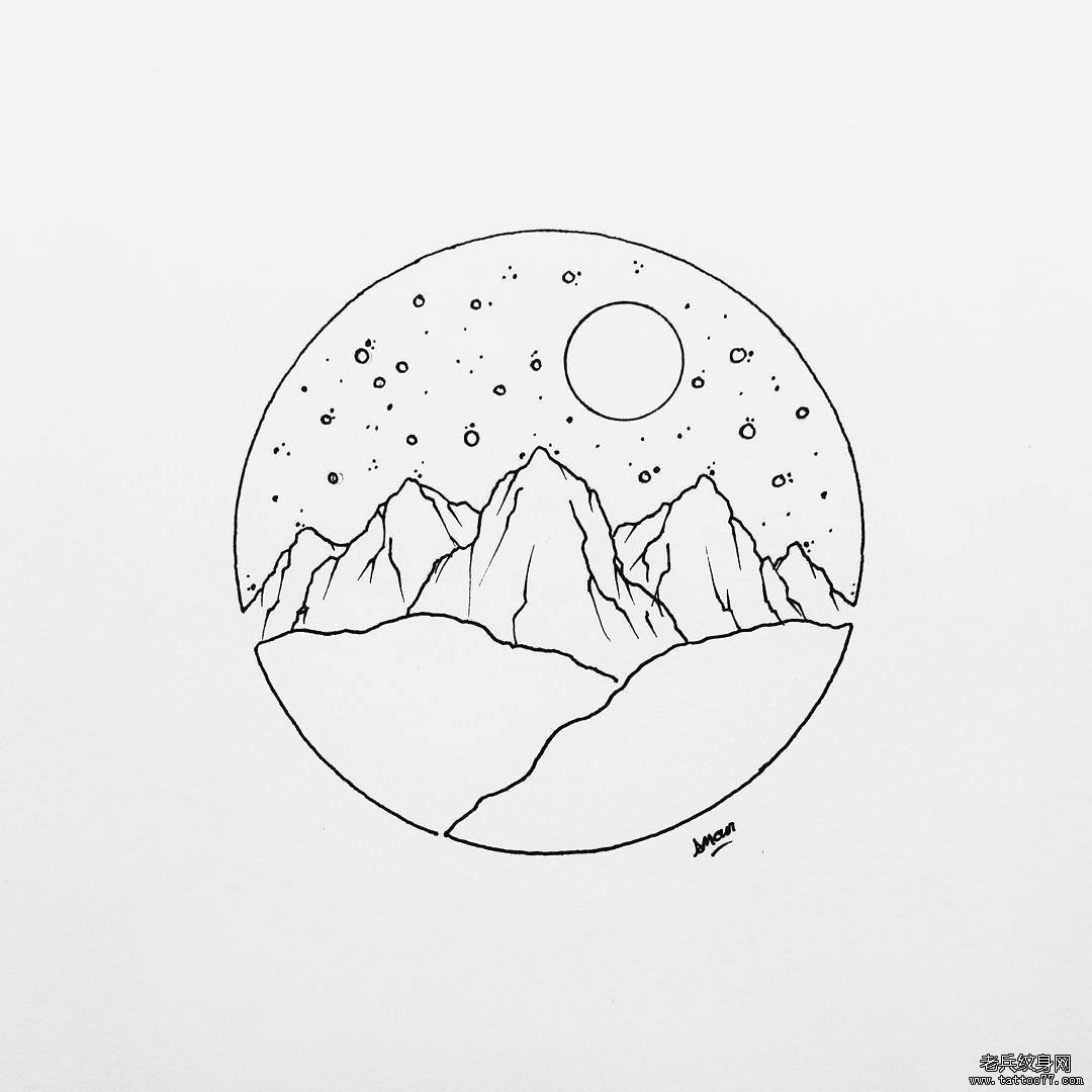 小清新风景几何纹身图片