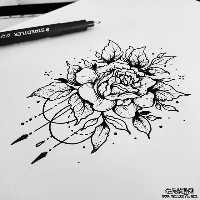 小清新风景玫瑰纹身图片