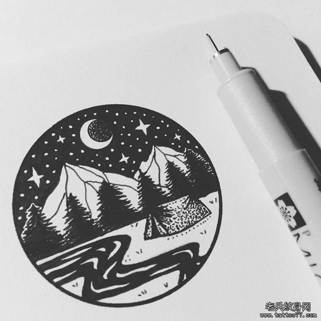 小清新风景星空纹身图片