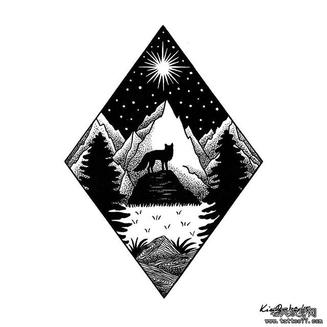 小清风景星空纹身图片