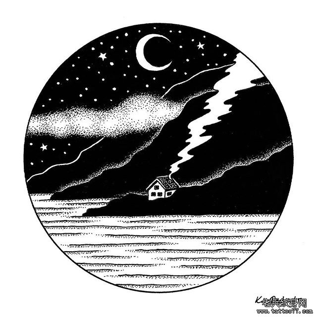 小清新风景星空几何纹身图片