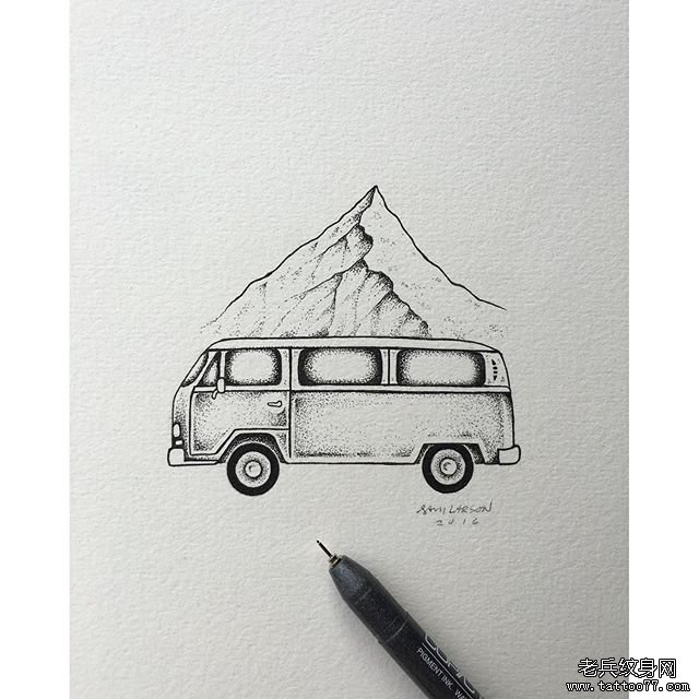 小清新卡车纹身图片