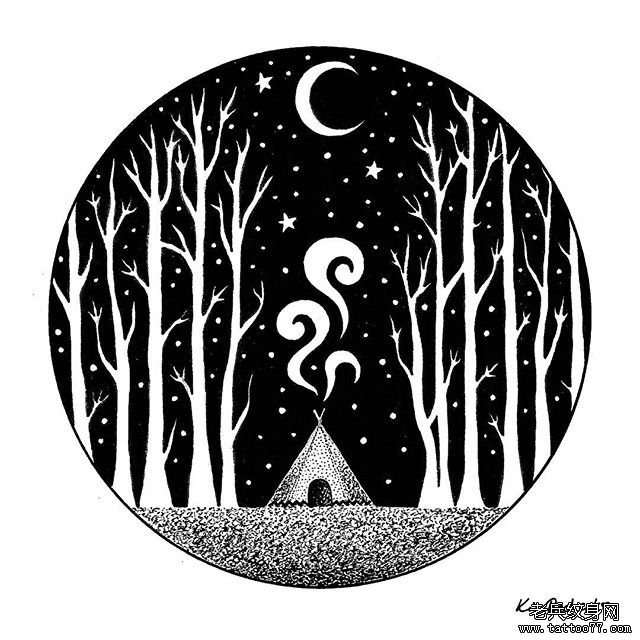小清新星空几何星空纹身图片
