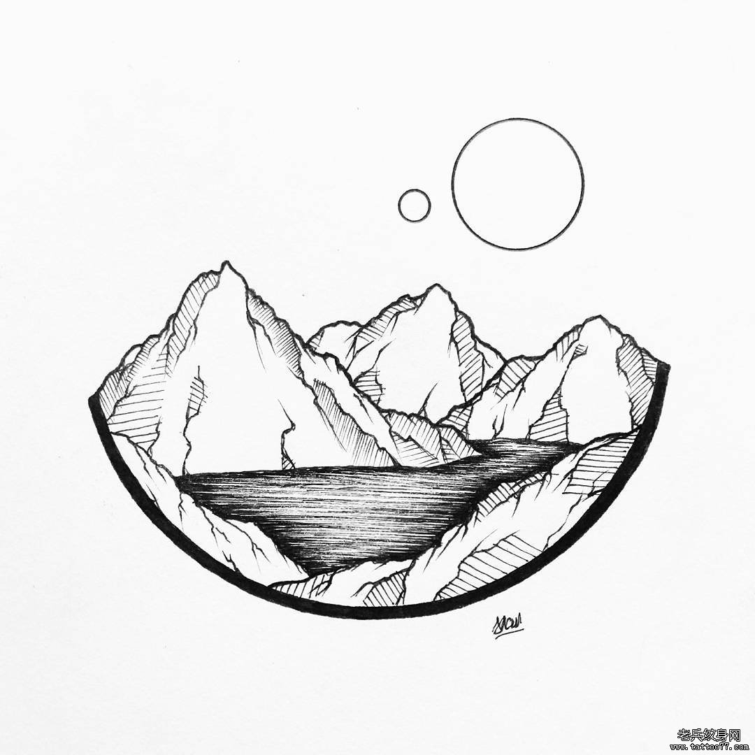 小清新风景几何纹身图片