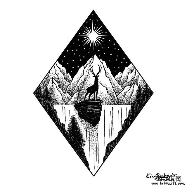 小清新星空几何纹身图片