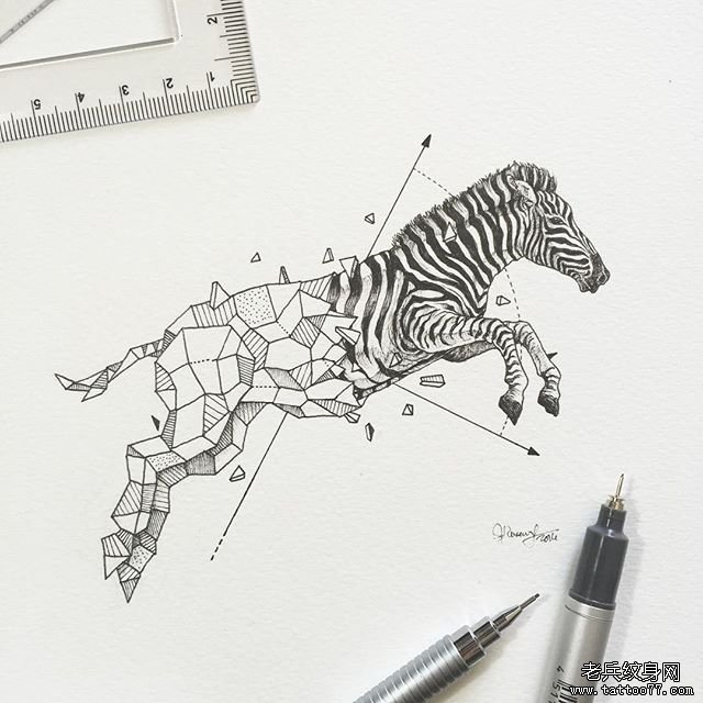 小清新马几何纹身图片