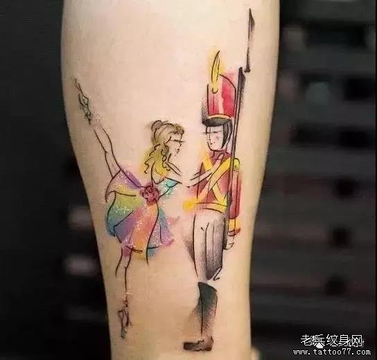 水彩卡通纹身图案