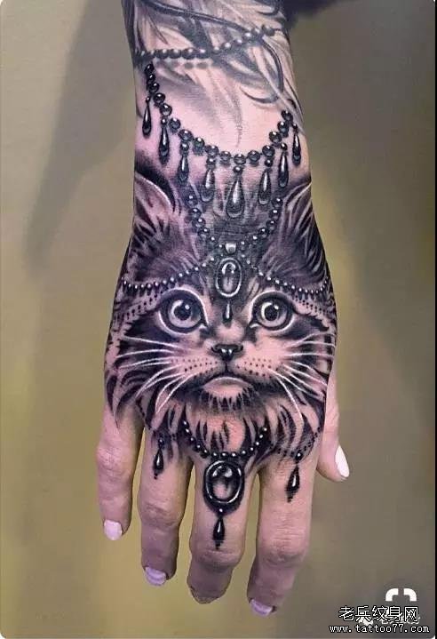 手背猫纹身图案