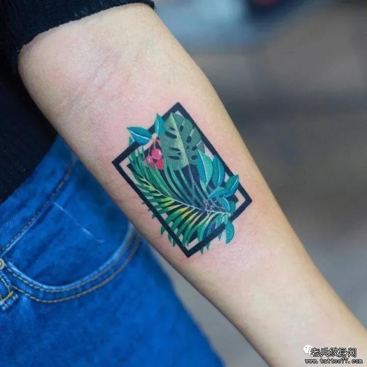 手臂植物纹身图案