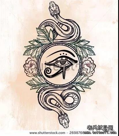 手臂蛇上帝之眼纹身图案