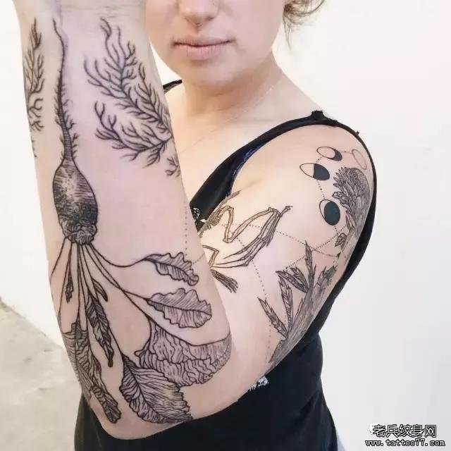 手臂萝卜纹身图案