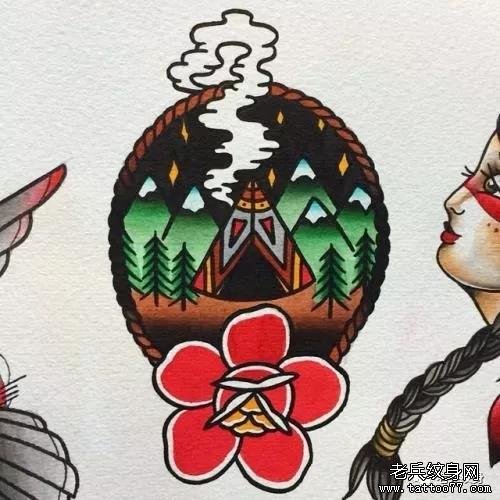 school风景小图纹身图案