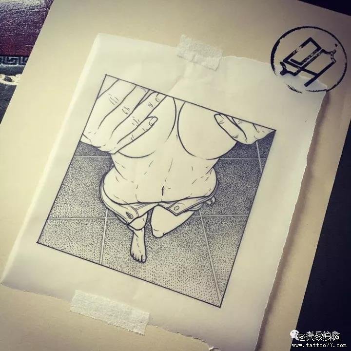 方形点刺小污图纹身图案